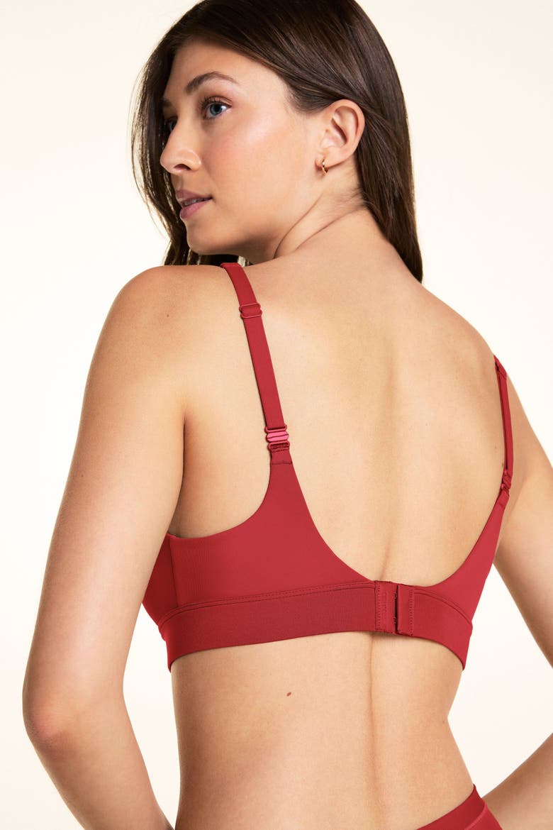 Bliss Plunge Adjustable Bralette, Alternate, color, Ruby