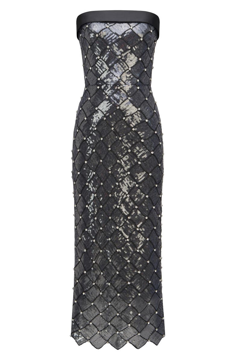 Theia Jewel Strapless Sequin Gown, Alternate, color, 