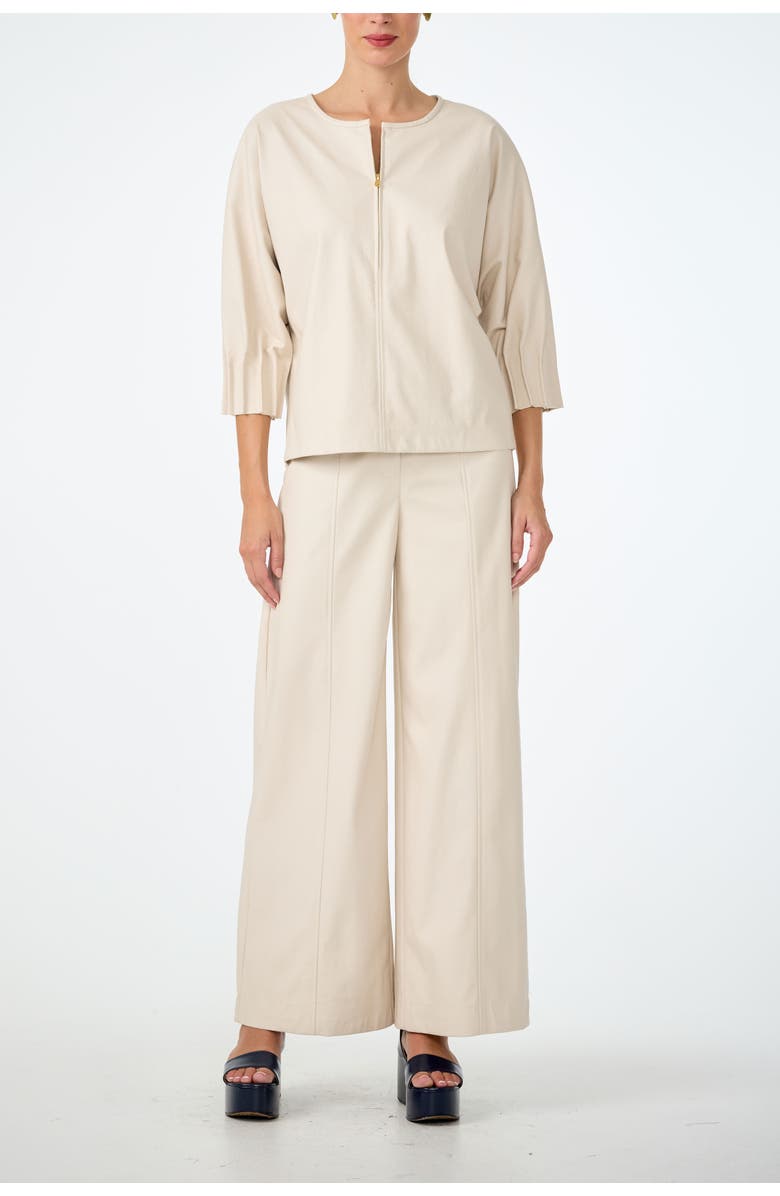 Trina Turk Coletta Faux Leather Top, Alternate, color, Ecru