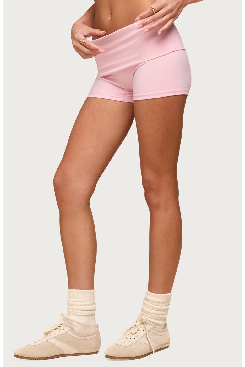 Soraia Foldover Bike Shorts, Alternate, color, PINK