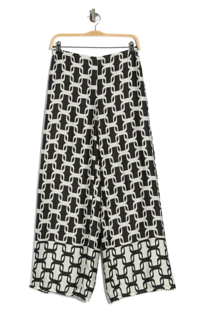 T Tahari Chain Wide Leg Pants, Alternate, color, Black London Chain Print