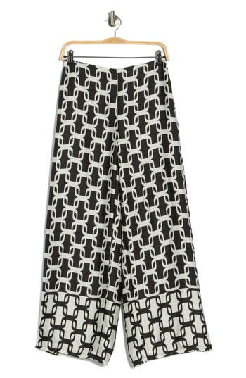 T Tahari Satin Wide Leg Pants In Black