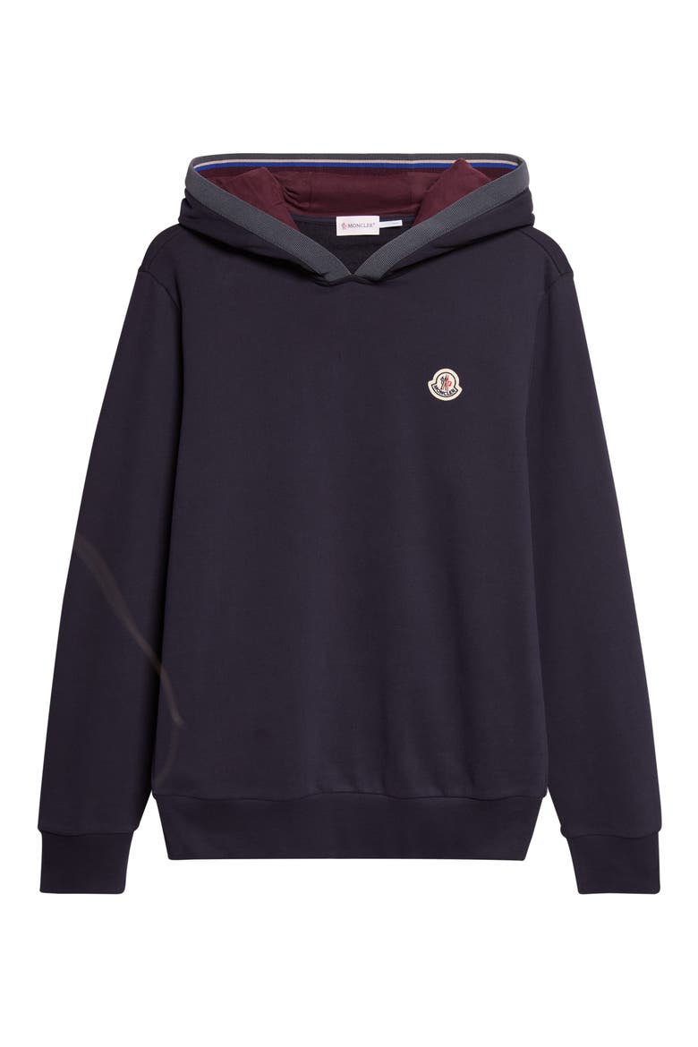 Logo Patch Brushed Cotton Hoodie, Alternate, color, NAVY BLUE