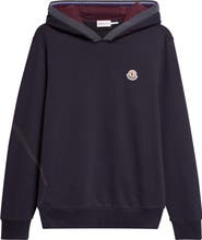 Moncler Logo Patch Brushed Cotton Hoodie