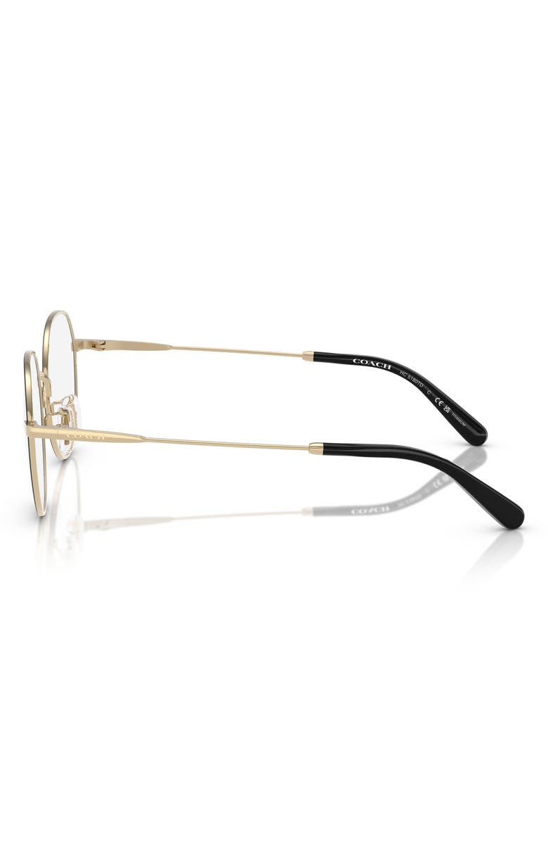 COACH 53mm Round Optical Glasses, Alternate, color, Gold / Black / Demo Lens