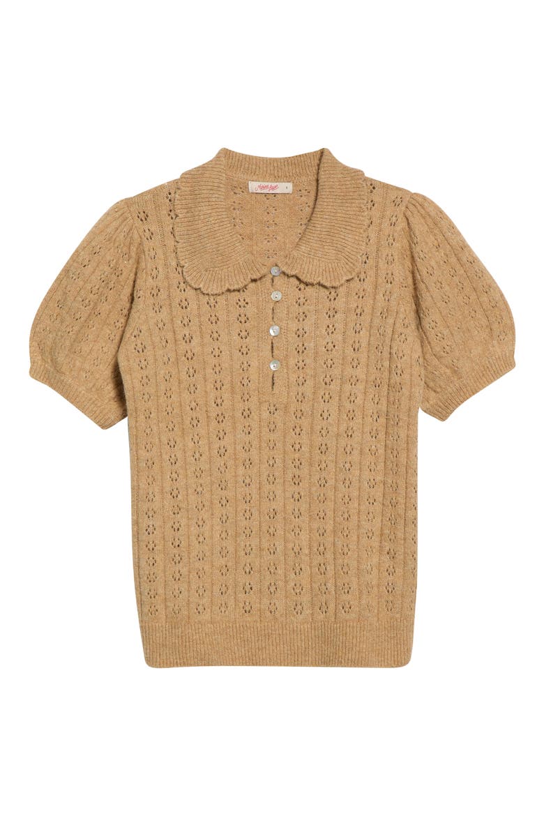 Sophie Pointelle Polo Sweater, Main, color, TAUPE