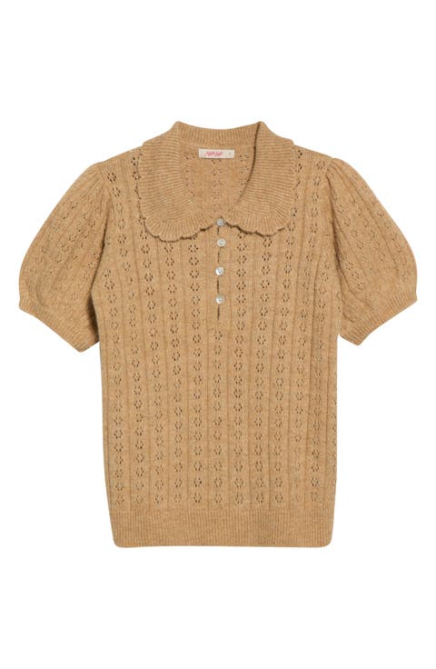 Sophie Pointelle Polo Sweater