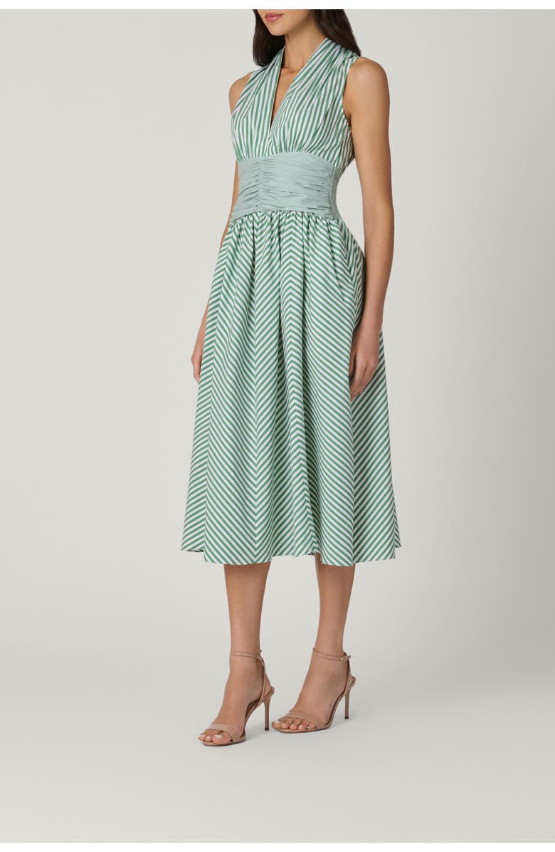 Shoshanna Pinstripe Miriam Dress, Main, color, Pistachio/Ivory