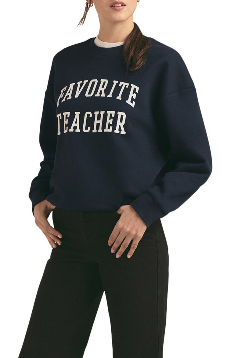 Favorite Teacher Sweatshirt, Alternate, color, NAVY