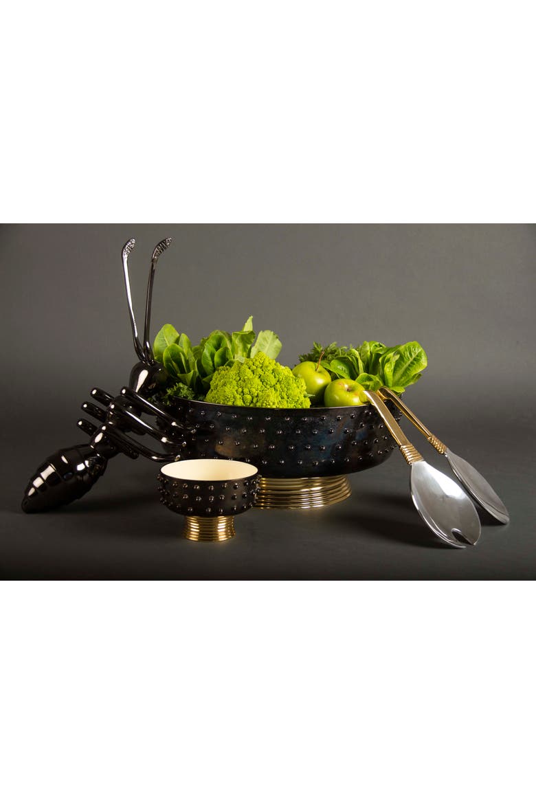 Djembe Short Salad Server, Alternate, color, Bronze