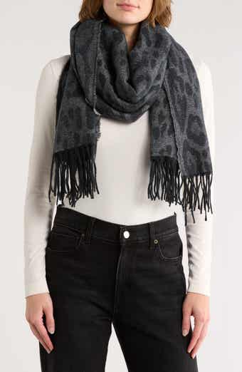 Vince Camuto Leopard Jacquard Fringe Scarf
