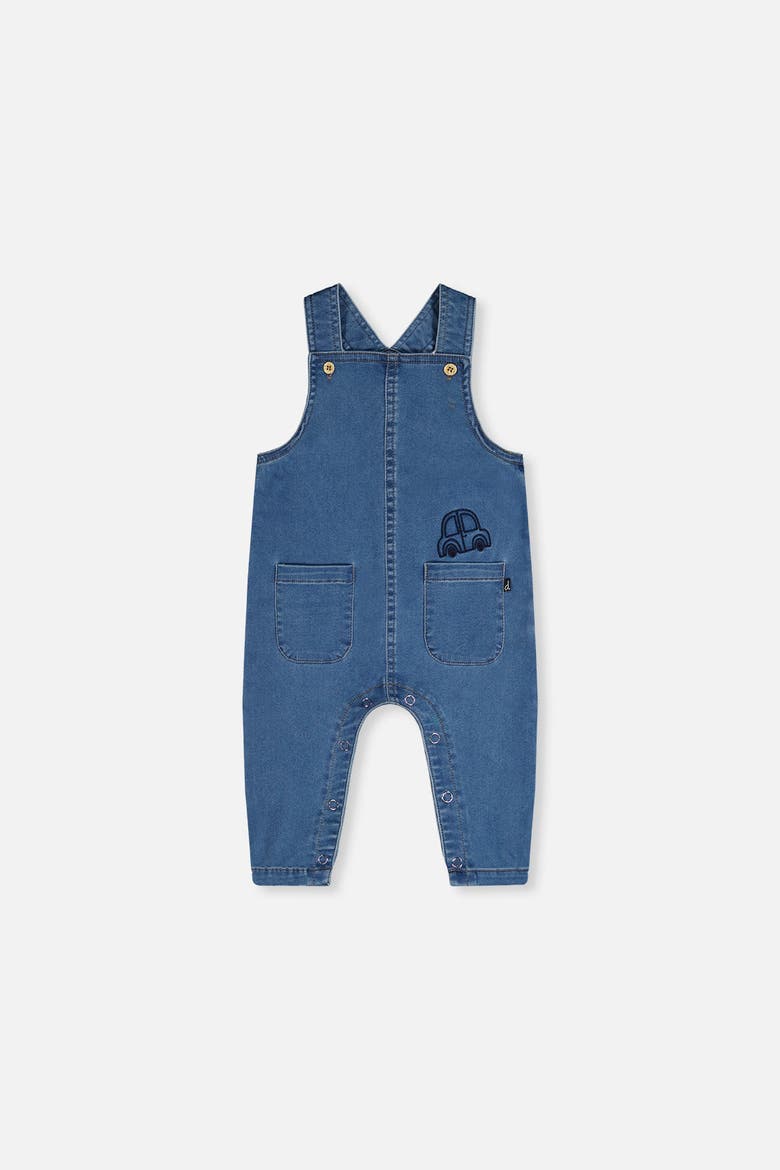 French Terry Denim Car Embroidery Adjustable Strap Overall, Main, color, Light Blue Denim