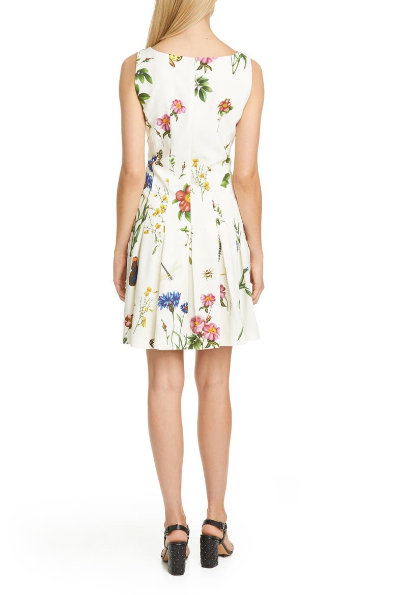 Ladies Pleated Floral Minidress, Alternate, color, IVORY