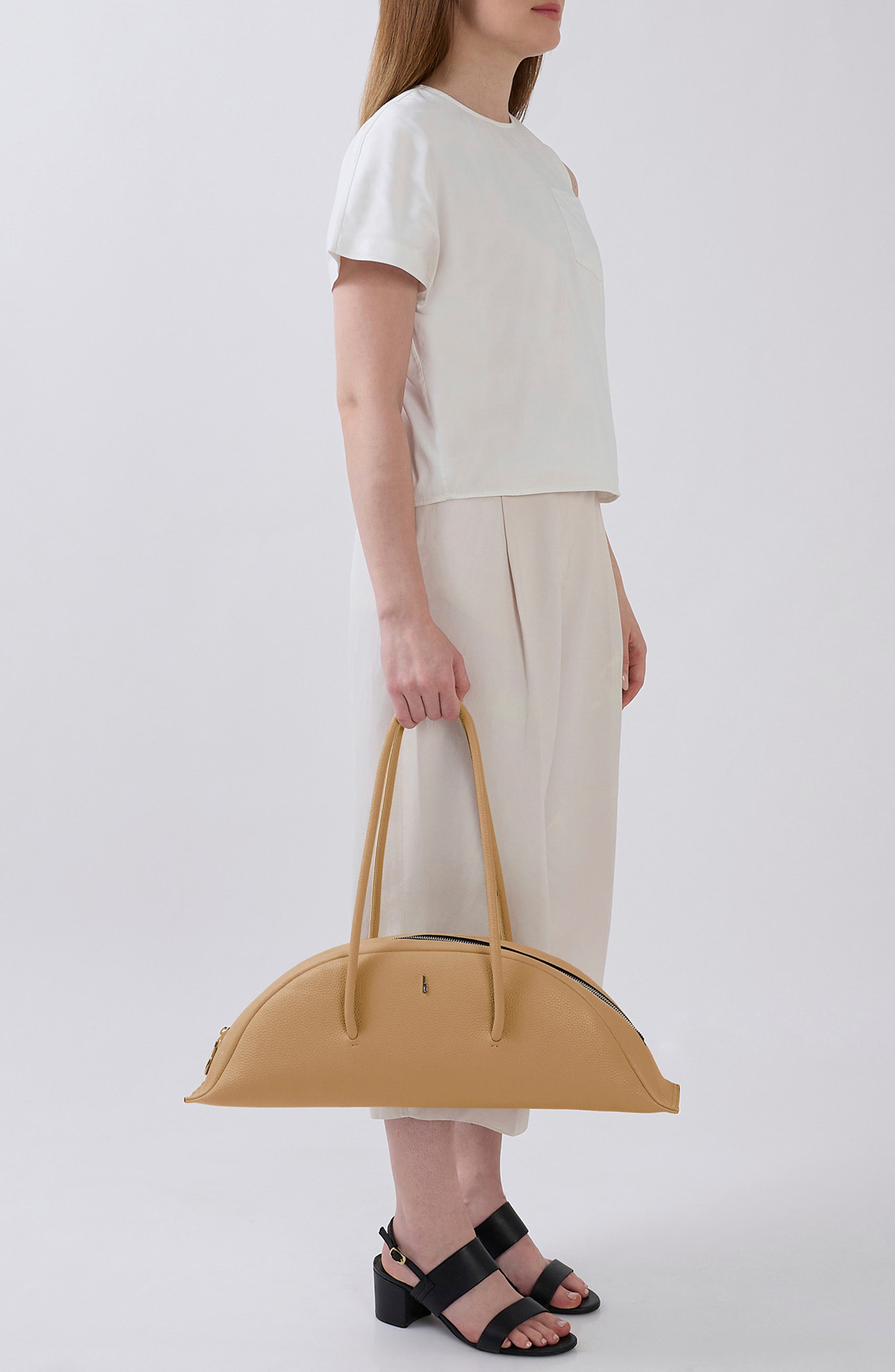 behno Laverne Leather Bowler Bag, Alternate, color, Bisque