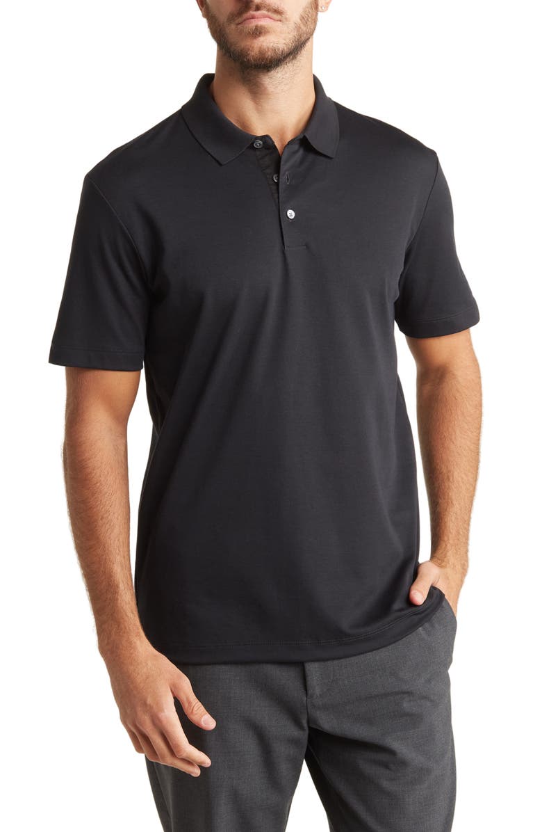 Theory Button Front Polo, Main, color, Black
