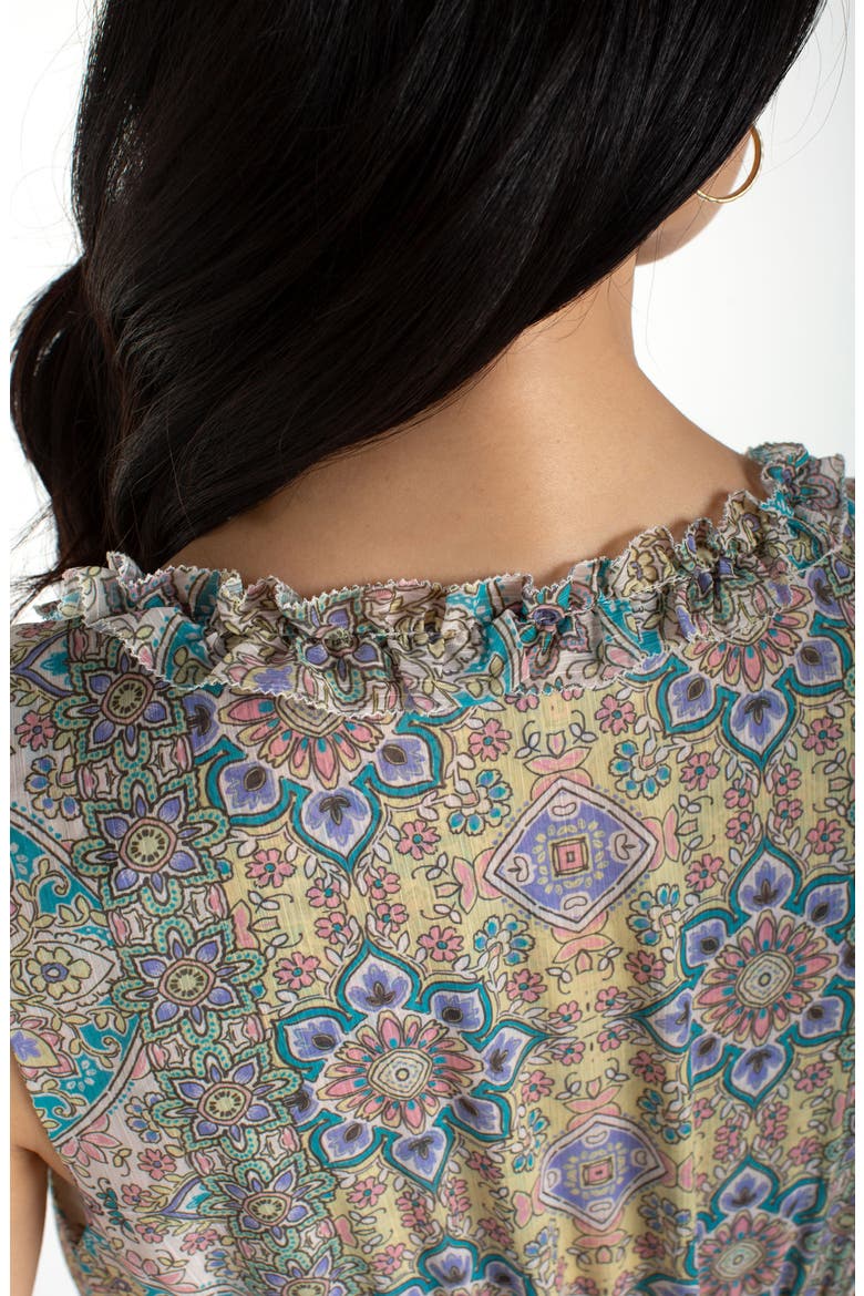 Floral Paisley Smock Waist Maxi Dress, Alternate, color, CITRON MULTI