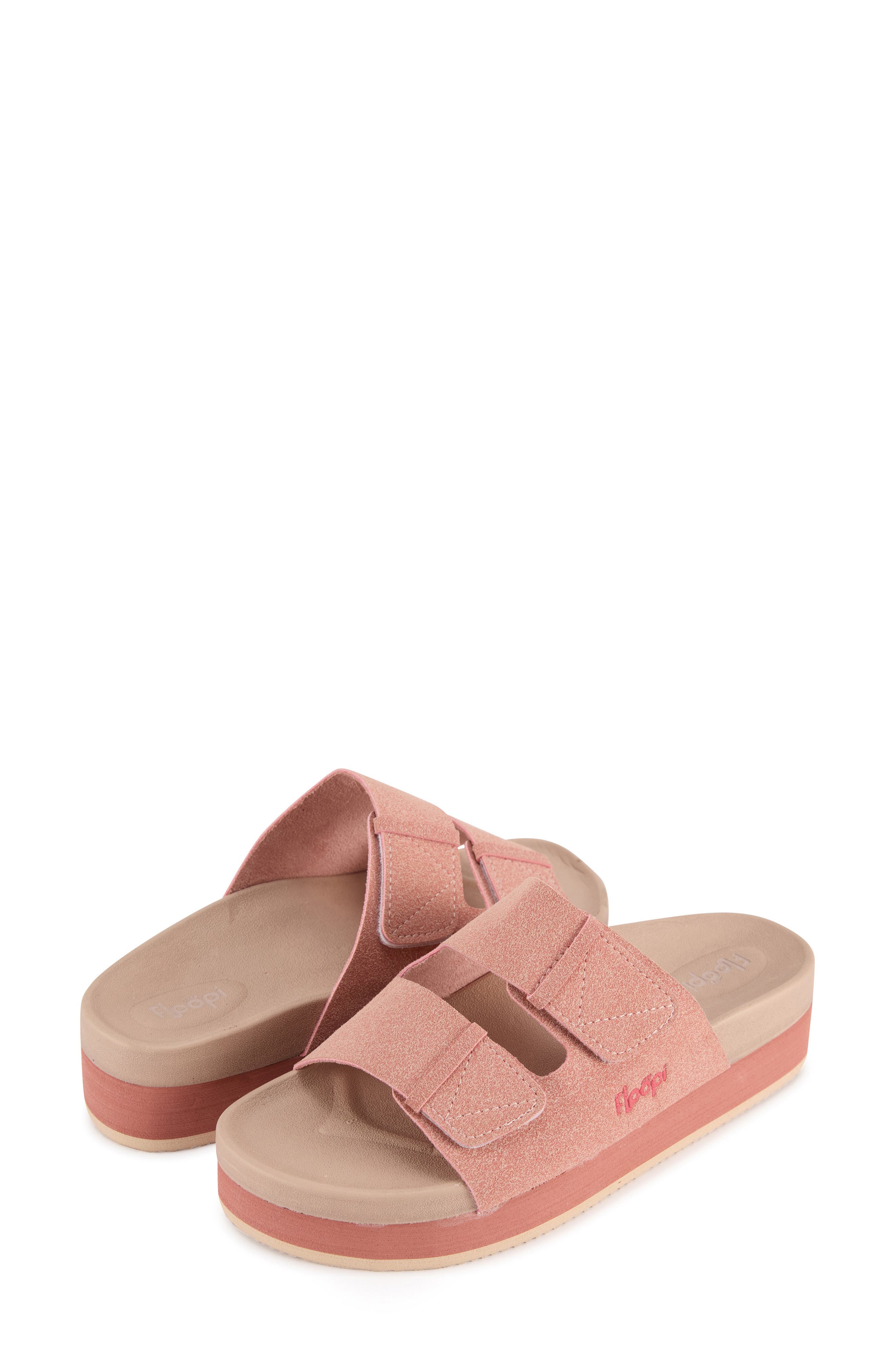 FLOOPI Double Strap Platform Slide Sandal, Alternate, color, Pink