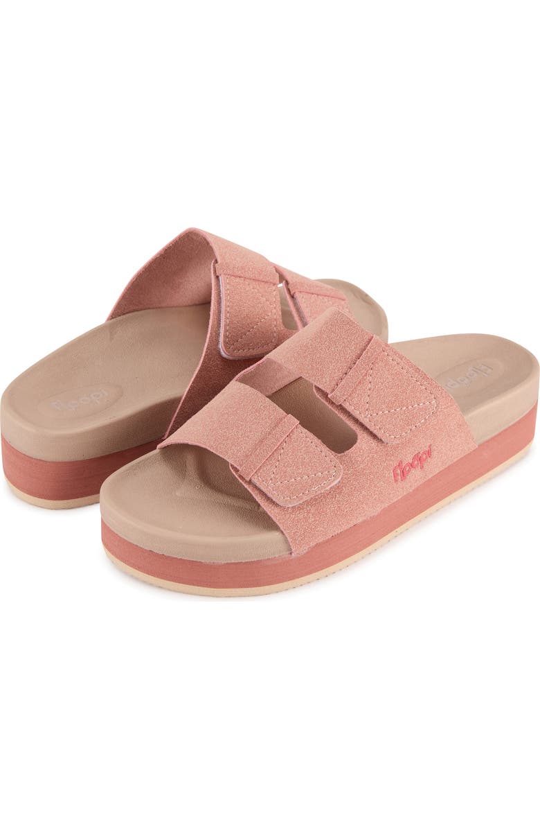 FLOOPI Double Strap Platform Slide Sandal, Alternate, color, Pink