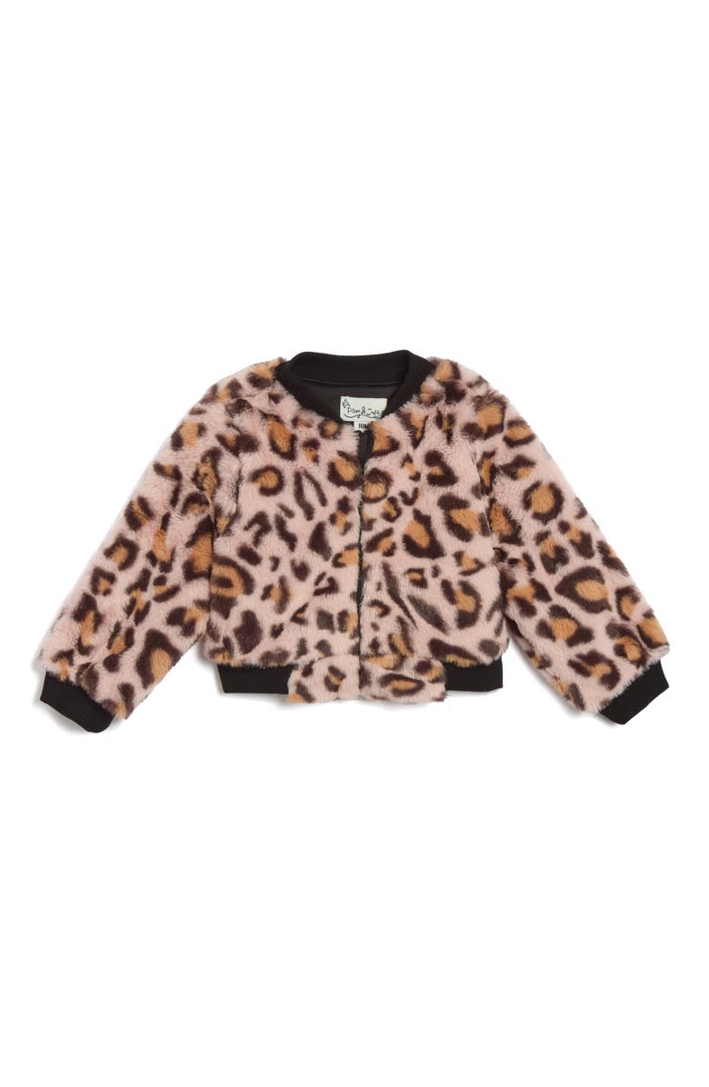 Pippa & Julie Maya Faux Fur Bomber Jacket, Party Dress & Bloomers Set, Alternate, color, 