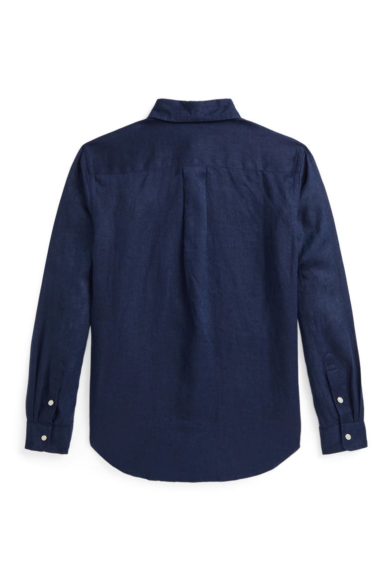 Kids' Linen Button-Down Shirt, Alternate, color, NAVY
