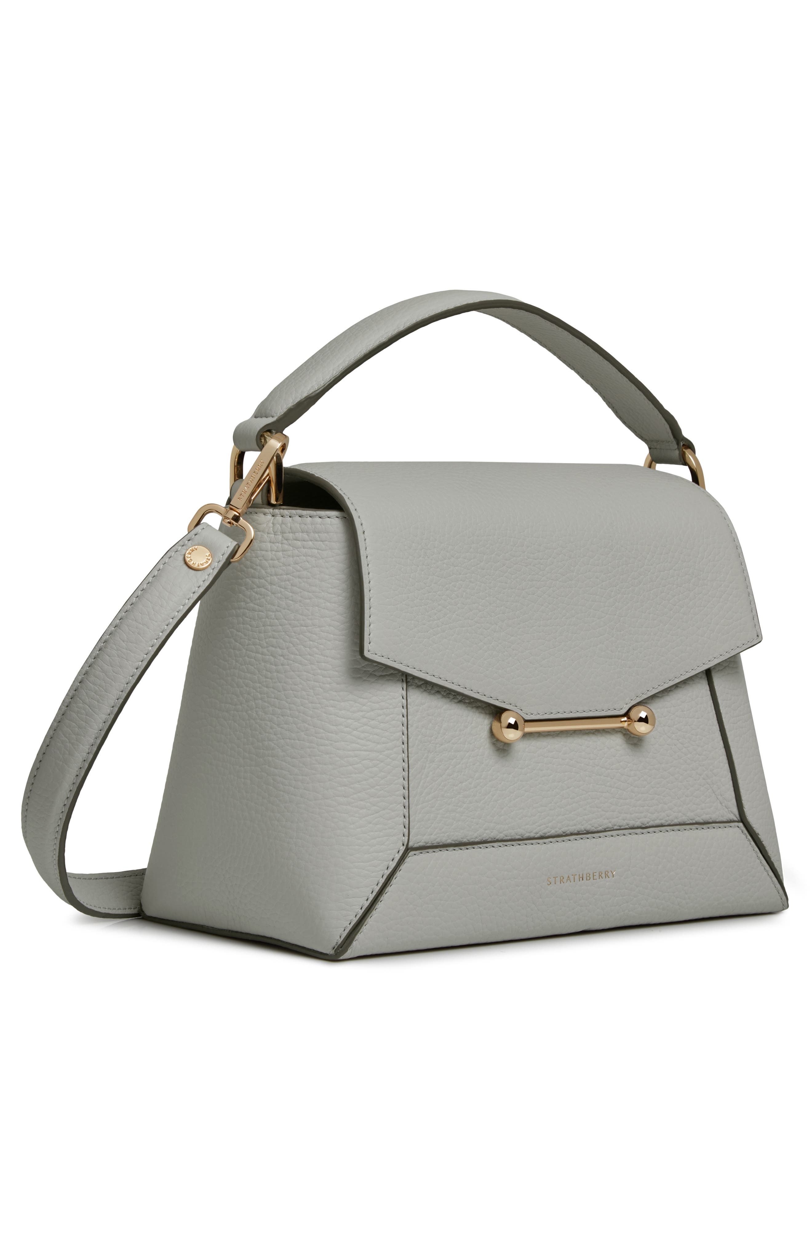 Strathberry Mosaic Leather Top Handle Bag, Alternate, color, Marble Grey