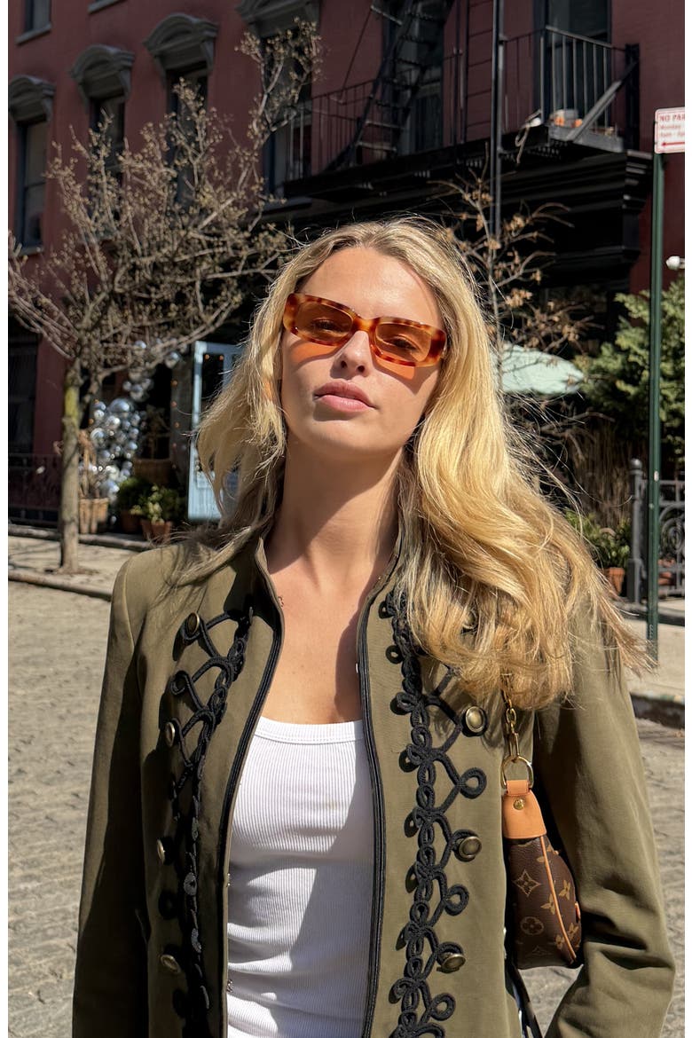 Delancey Rectangular Polarized Sunglasses, Alternate, color, Brown