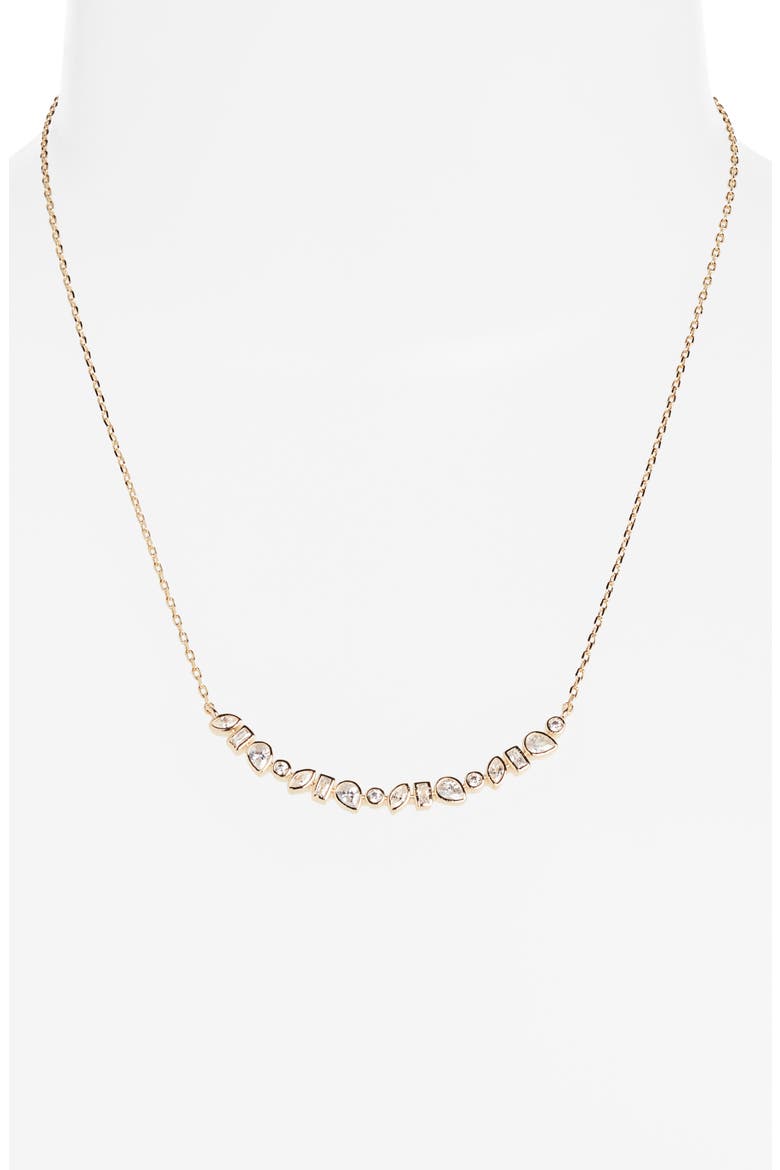 Mixed Cubic Zirconia Bar Necklace, Alternate, color, CLEAR- GOLD