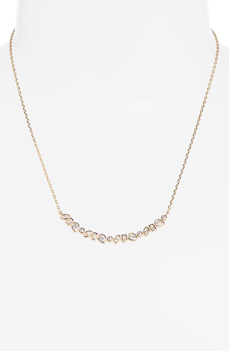 Nordstrom Mixed Cubic Zirconia Bar Necklace, Alternate, color, Clear- Gold