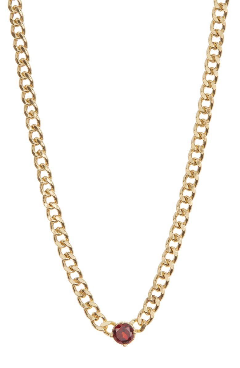 MESHMERISE 18K Gold Plated Gem Necklace, Main, color, Red Garnet