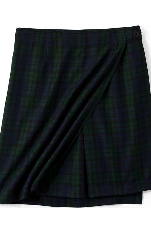 Lands' End School Uniform Plaid A Line Tab Skort Top Of Knee In Black