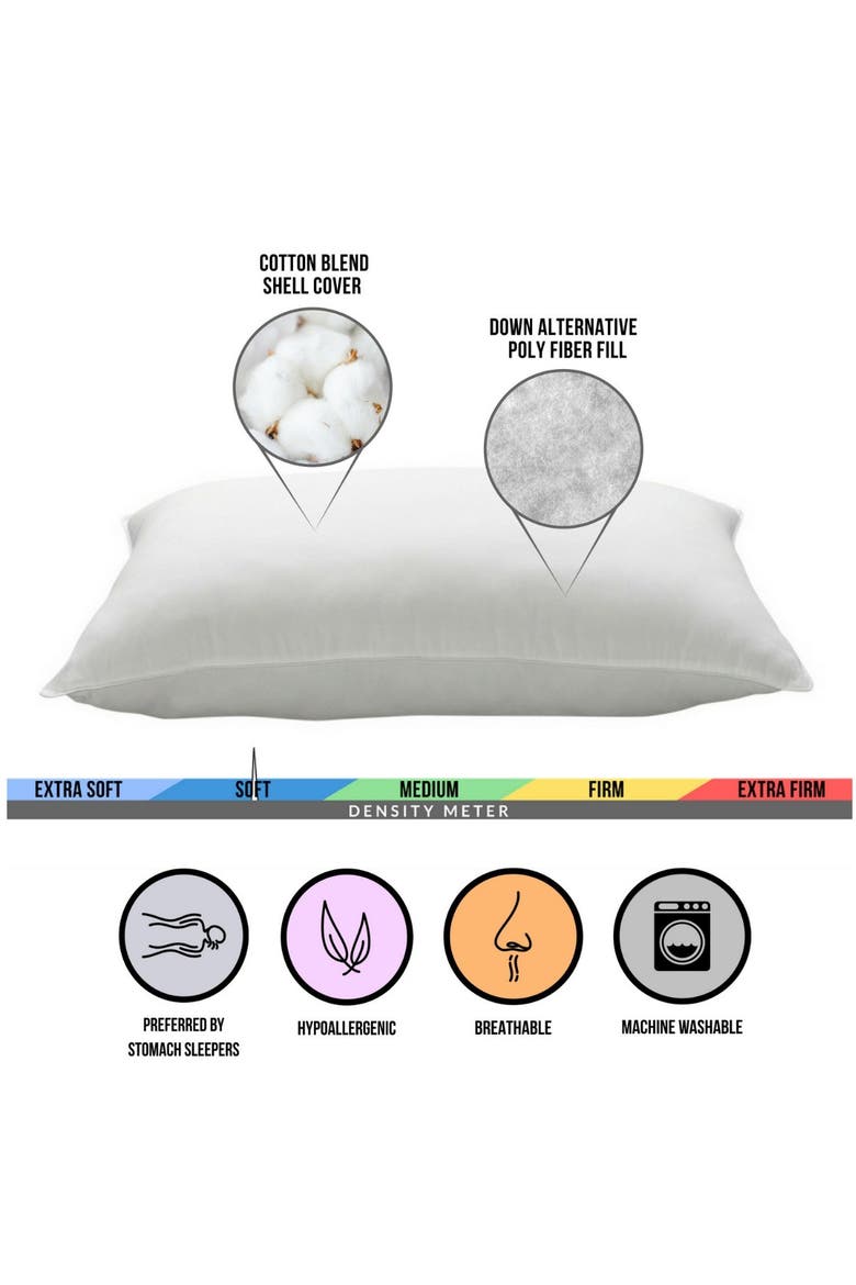 Cotton Blend Superior Down-Like Soft Stomach Sleeper Queen Pillow - Set of 4, Alternate, color, WHITE