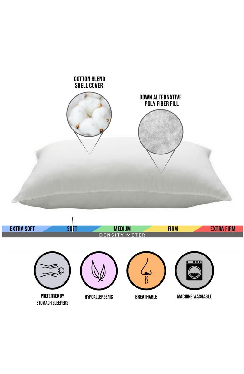 ELLA JAYNE HOME Cotton Blend Superior Down-Like Soft Stomach Sleeper Queen Pillow - Set of 4, Alternate, color, White