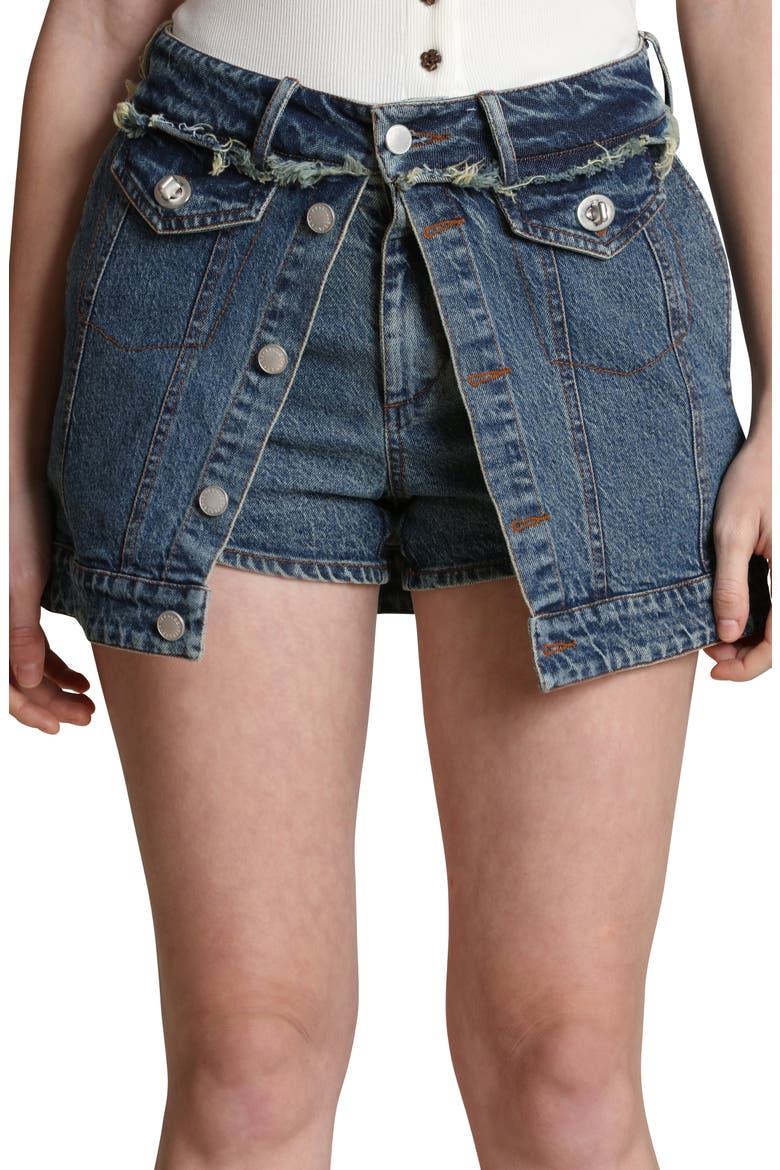 Front Split Denim Miniskort, Alternate, color, BALLPOINT WASH