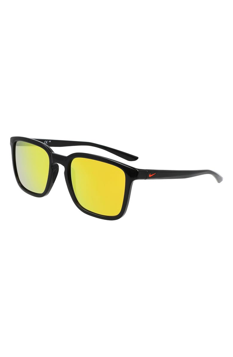 Nike Circuit Team 55mm Square Sunglasses, Alternate, color, Black/ Orange Mirror