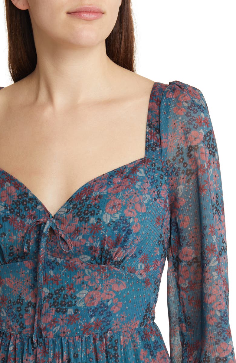 PAIGE Josefina Floral Long Sleeve Dress, Alternate, color, Drkteamlt