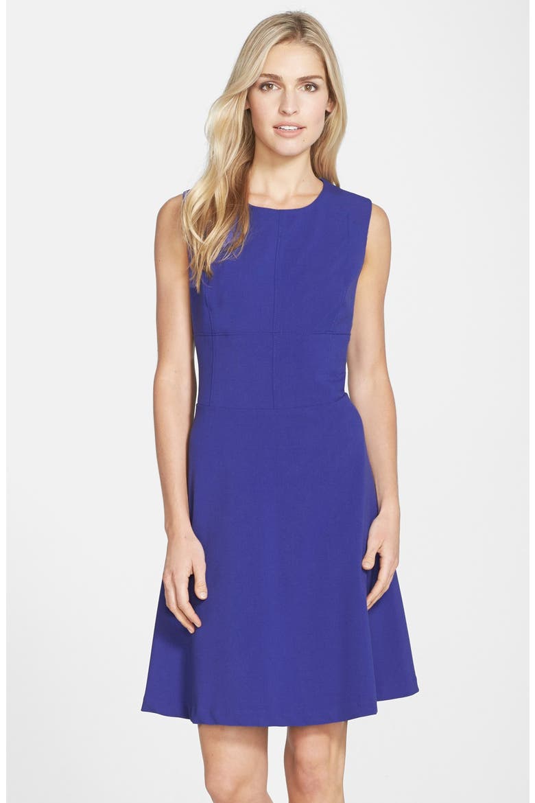 by Andrew Marc Woven Fit & Flare Dress, Main, color, AEGEAN