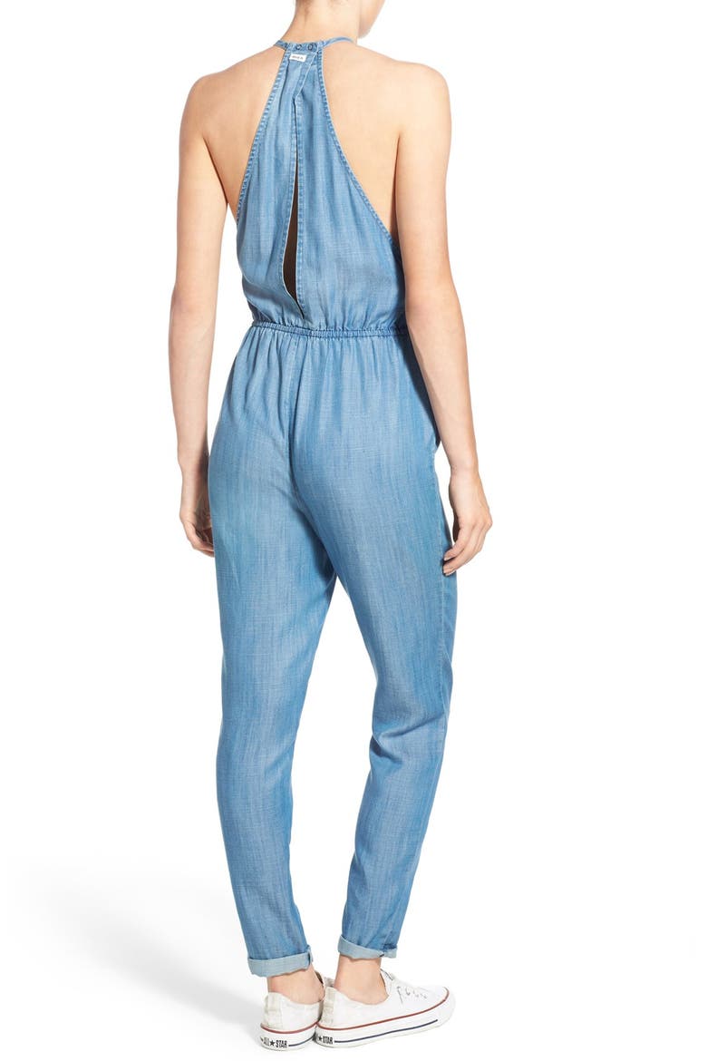 'Be About It' Halter Chambray Jumpsuit, Alternate, color, CHAMBRAY BLUE