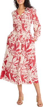 Maggy London Long Sleeve Button-Up Midi Dress