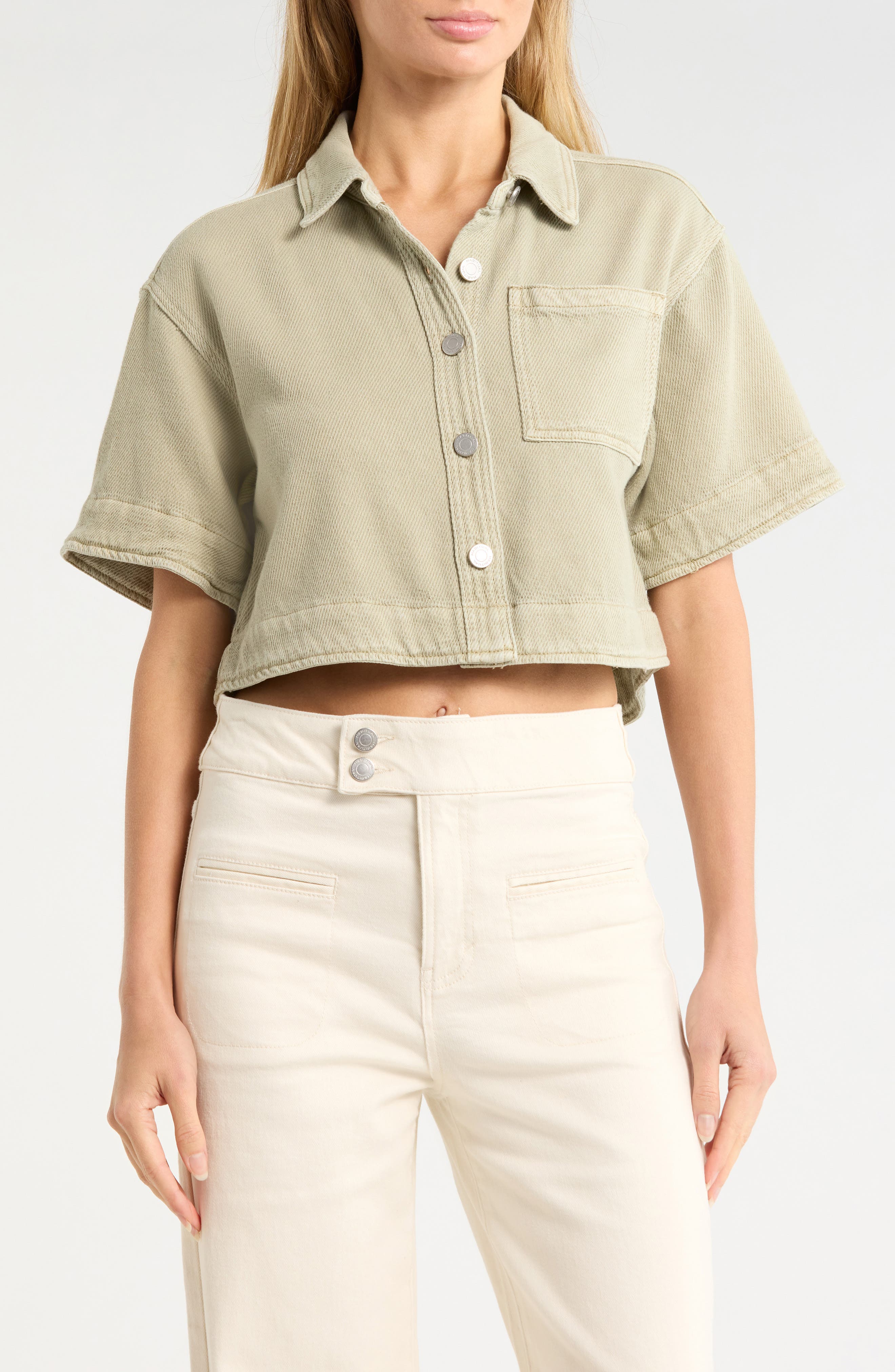 Habitual Crop Stretch Cotton Shacket