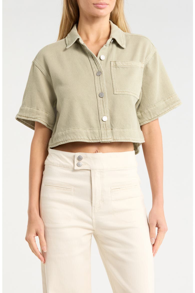 Crop Stretch Cotton Shacket, Main, color, TEA