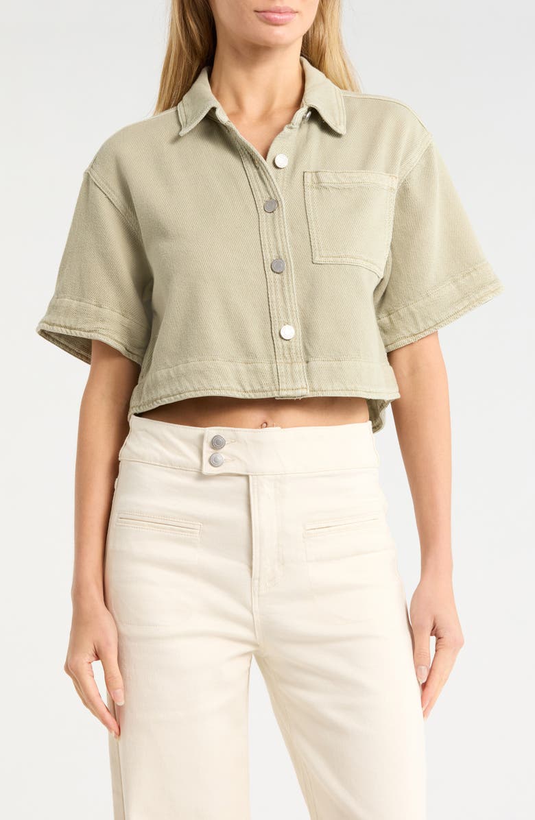 Habitual Crop Stretch Cotton Shacket, Main, color, Tea