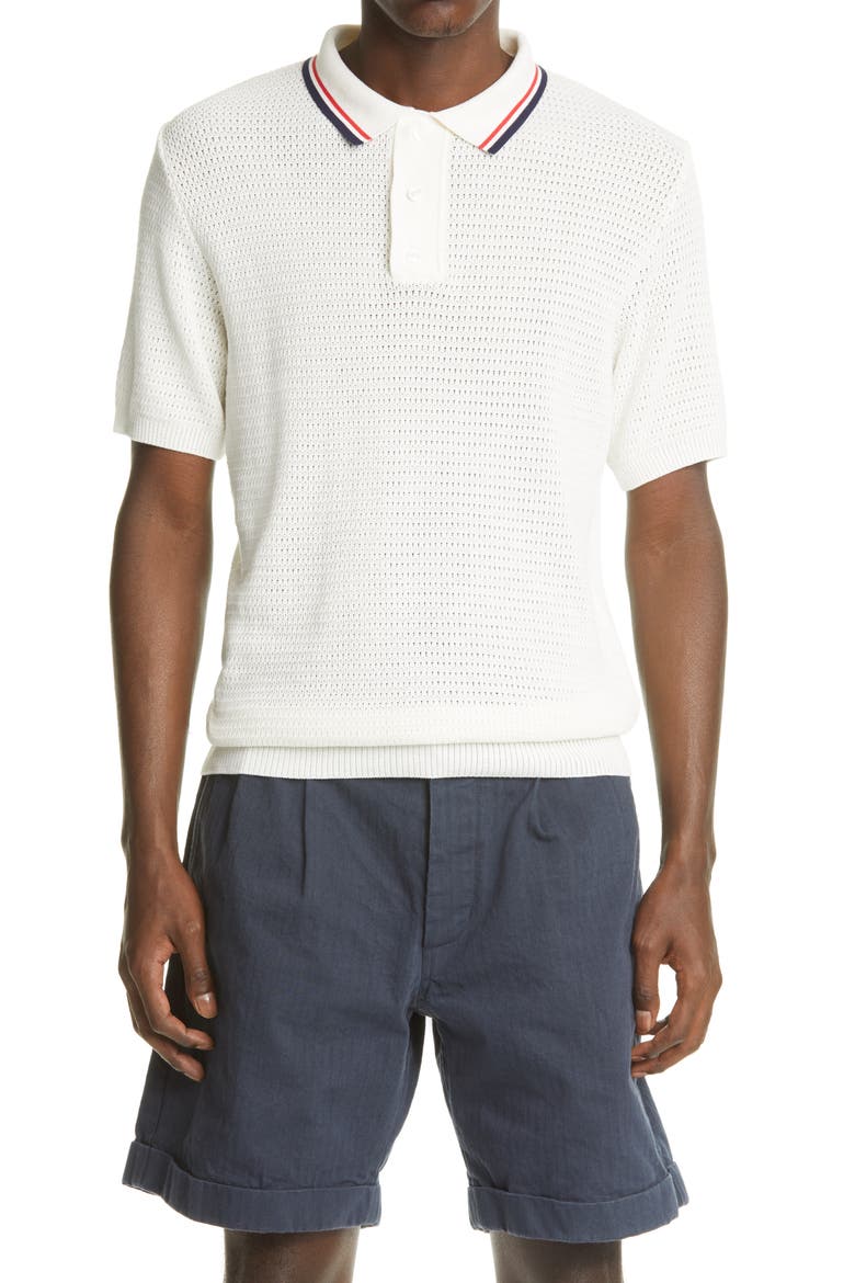 Tipped Short Sleeve Mesh Knit Polo, Main, color, MULTI