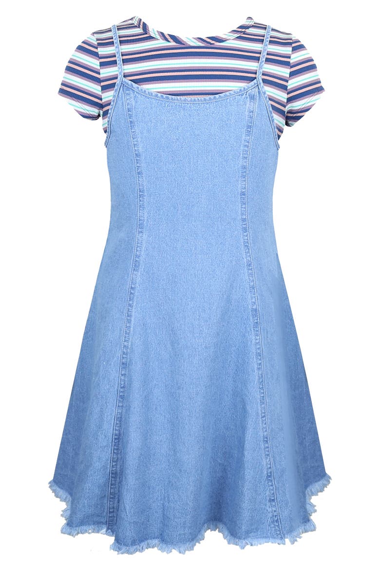 Kids' Striped T-Shirt & Denim Dress Set, Main, color, DENIM MULTI