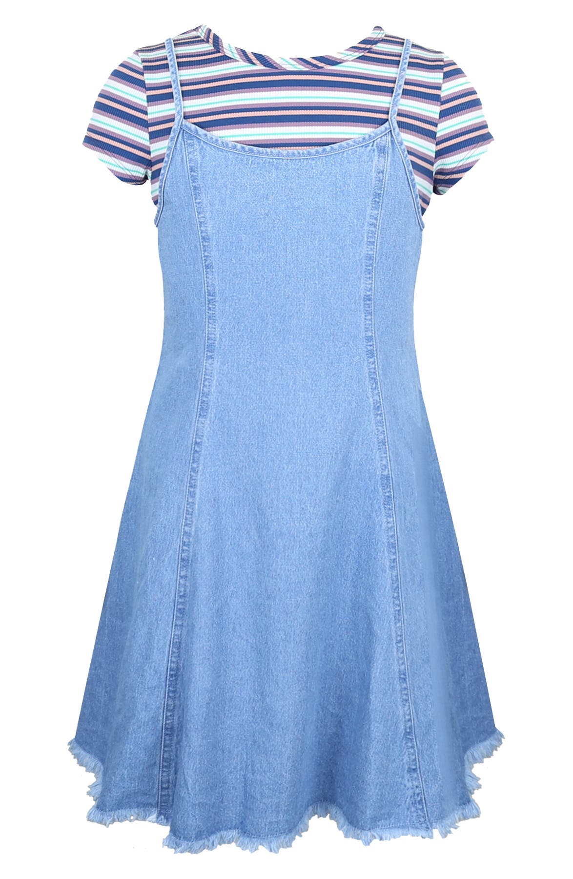Zunie Kids' Striped T-Shirt & Denim Dress Set