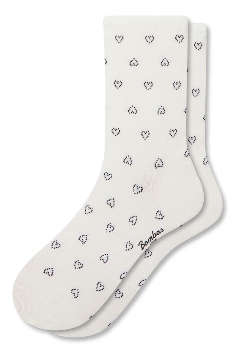 Valentines Heart Crew Socks, Alternate, color, WHITE HEART
