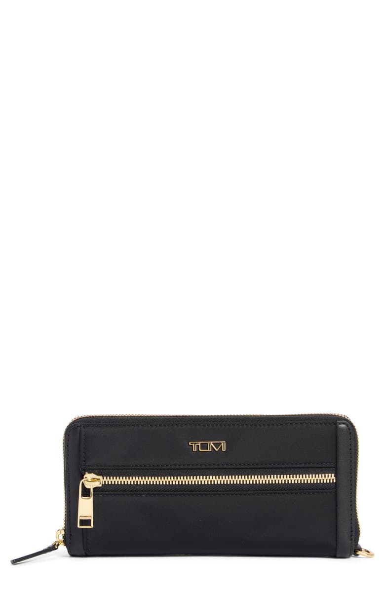 TUMI Zip Around Continental Wallet, Main, color, Black/ Gold