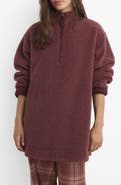MANGO Oversize High Pile Fleece Half Zip Pullover