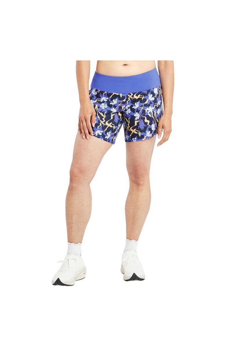 Oiselle Ra Printed 6In Short - Women's, Main, color, Ink Blue Aquila Bloom