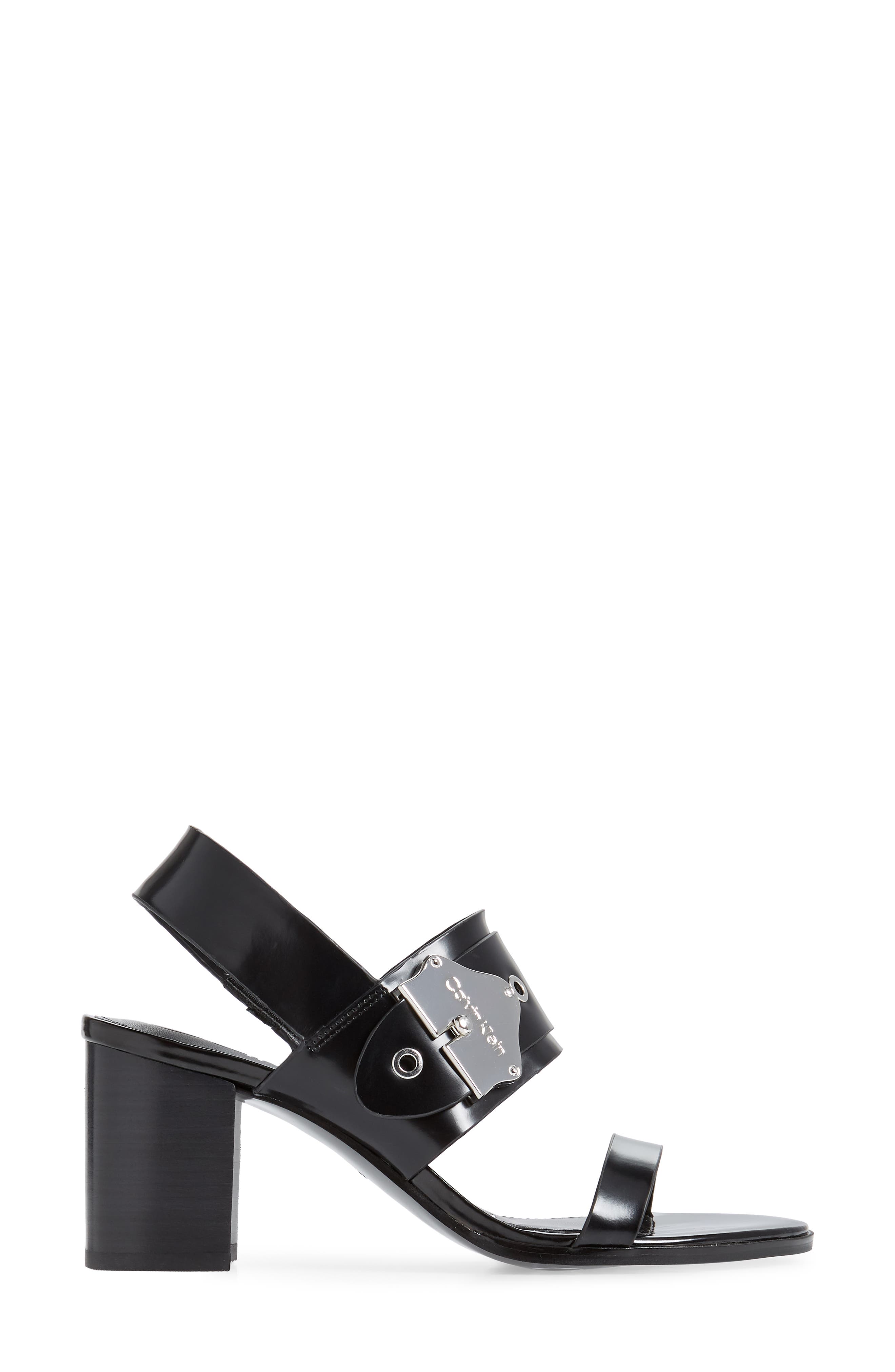 Carlita Strap Sandal, Alternate, color, BLACK LEATHER