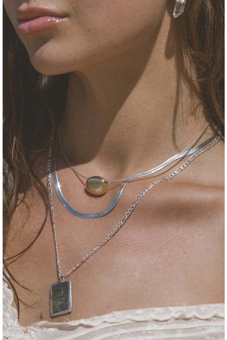 Eclipse Mixed Metal Pendant Collar Necklace, Alternate, color, MIXED METAL